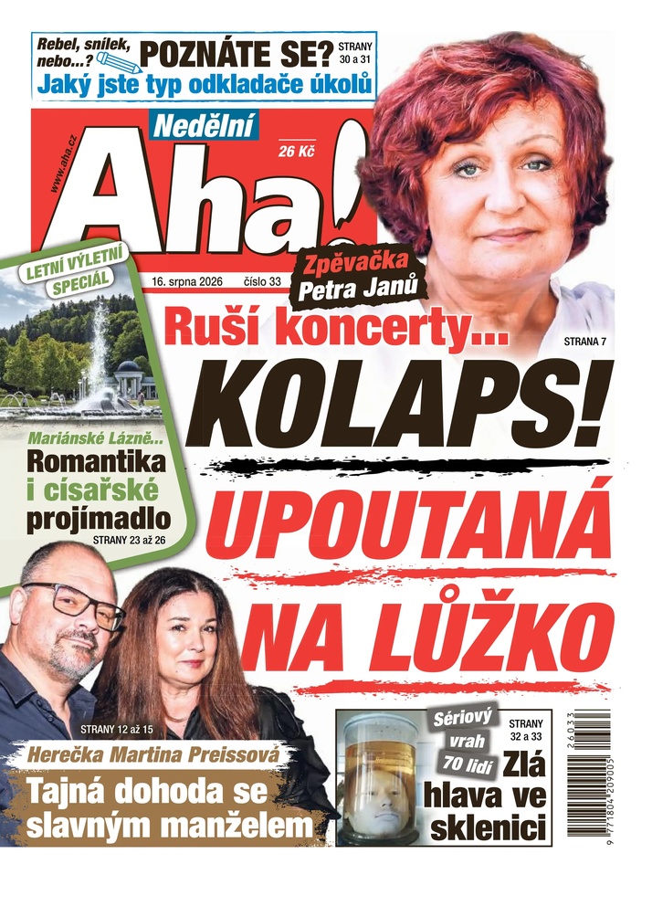 titulní strana časopisu Nedělní Aha! a jeho předplatné
