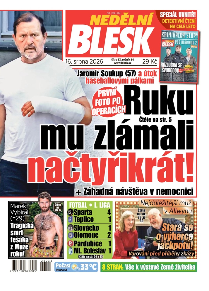 titulní strana časopisu NEDĚLNÍ BLESK a jeho předplatné