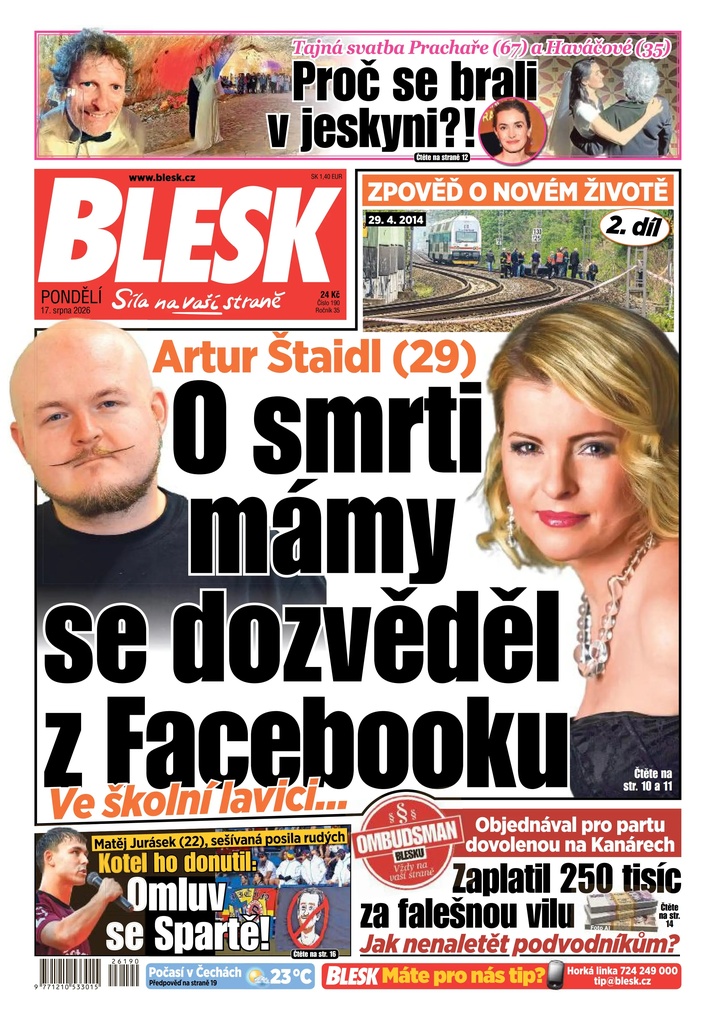titulní strana časopisu BLESK a jeho předplatné