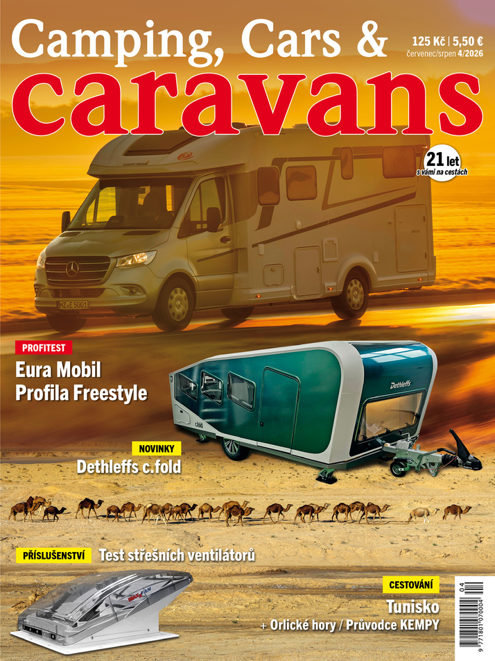 titulní strana časopisu Camping, Cars & Caravans a jeho předplatné