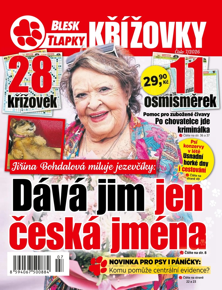 titulní strana časopisu BLESK TLAPKY KŘÍŽOVKY a jeho předplatné