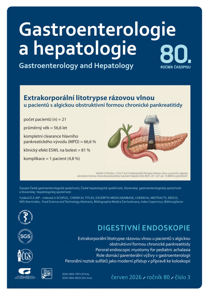 titulní strana časopisu Gastroenterologie a hepatologie  a jeho předplatné
