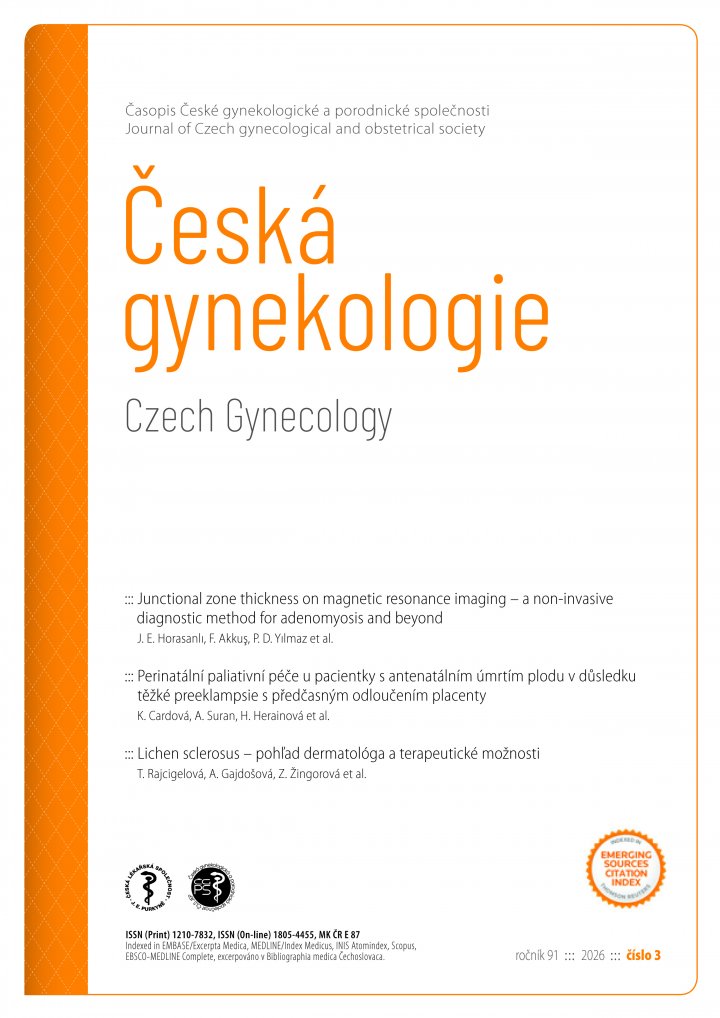 titulní strana časopisu Česká gynekologie  a jeho předplatné