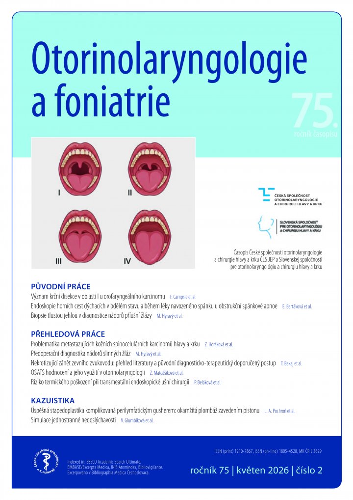 titulní strana časopisu Otorinolaryngologie a foniatrie  a jeho předplatné
