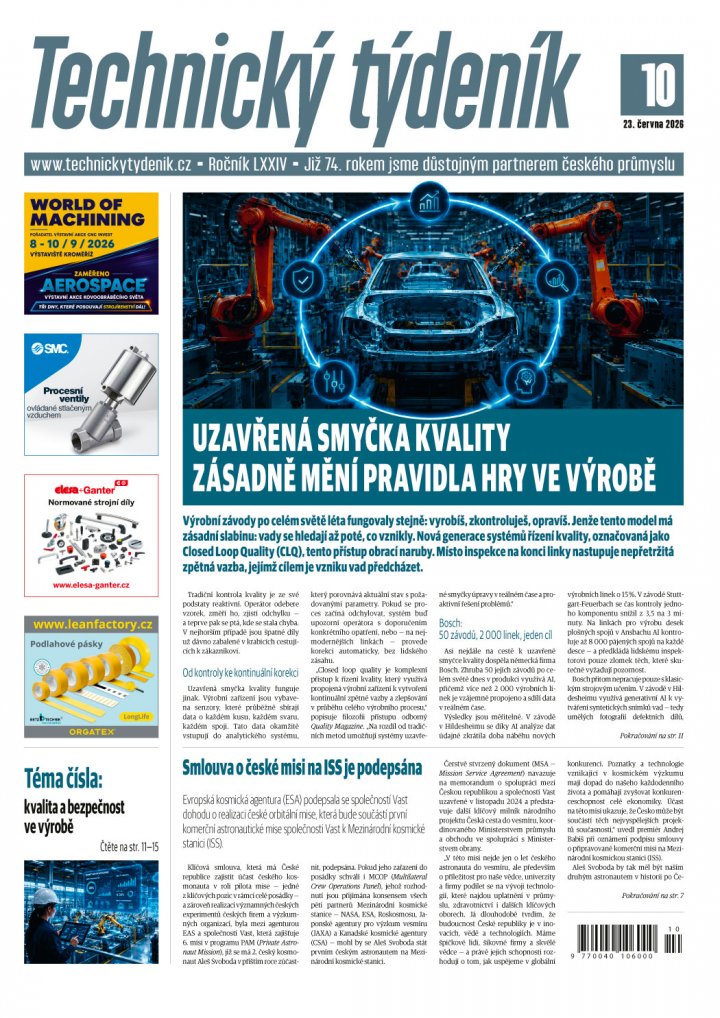 titulní strana časopisu Technický týdeník a jeho předplatné