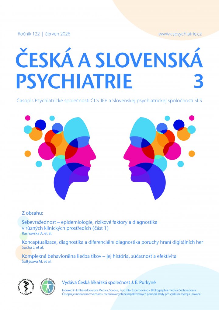 titulní strana časopisu Česká a slovenská psychiatrie PDF a jeho předplatné
