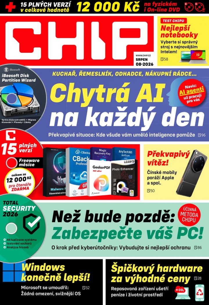 titulní strana časopisu Chip a jeho předplatné