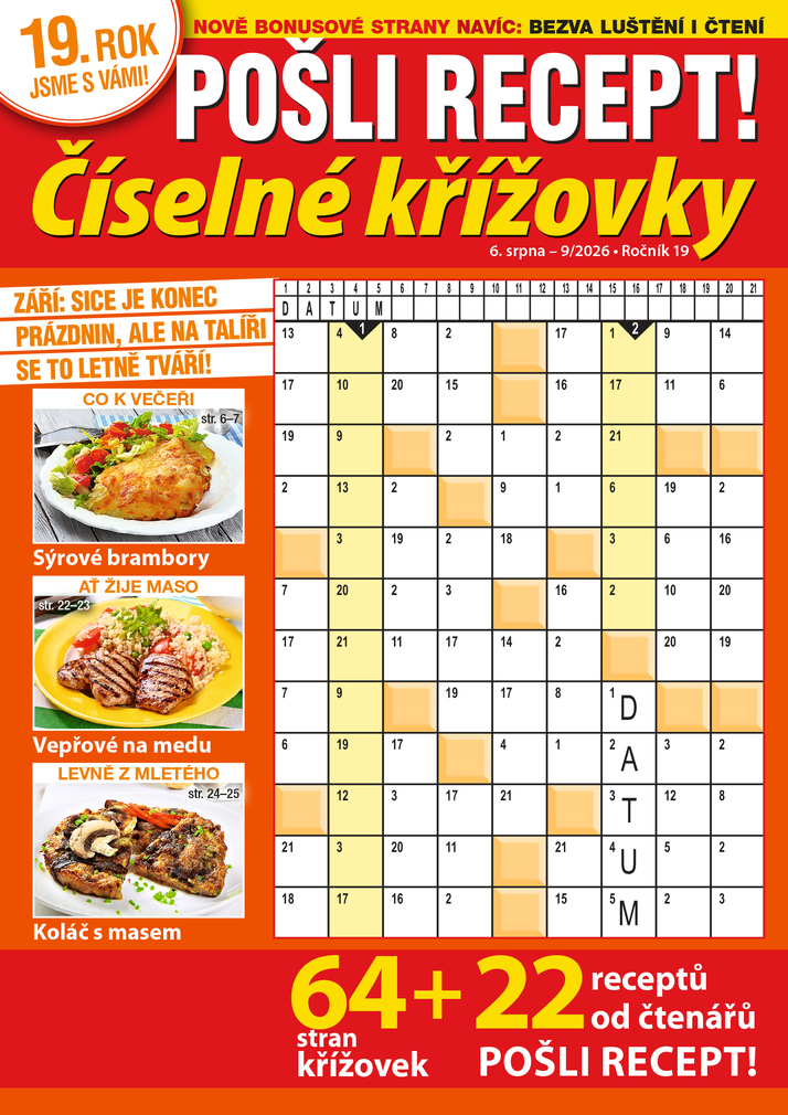 titulní strana časopisu Pošli recept číselné křížovky a jeho předplatné