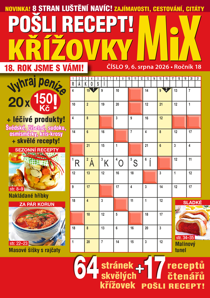 titulní strana časopisu Pošli recept MIX křížovek a jeho předplatné